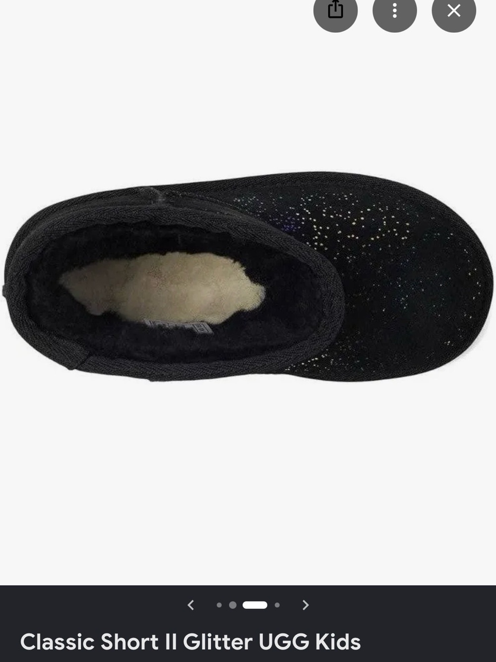 UGG Kids Classic Short Glitter Boot - Charcoal Gray